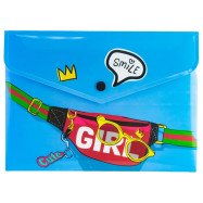 Папка-конверт А5 на кнопке "Girl", 180 мкм