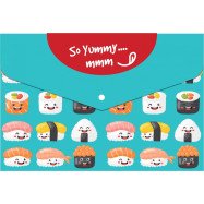 Папка-конверт А5 непрозр.  на кнопке  Optima Sushi , 180 мкм