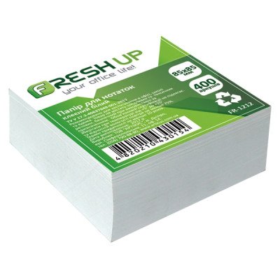 Блок бумаги для заметок 85х85х400листов (55) клеенный белый Fresh Up
