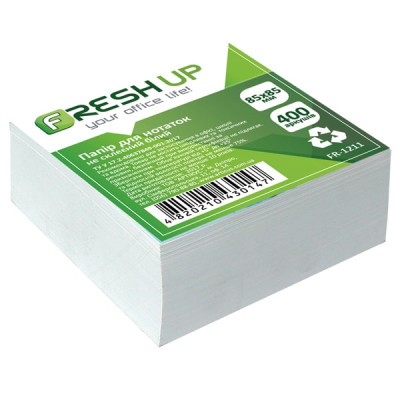 Блок бумаги для заметок 85х85х400листов (55) не клеенный белый Fresh Up