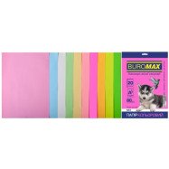 Набор цветной бумаги А4, 80г/м2, PASTEL+NEON, 10цв., 20л.