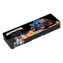 Пенал пластиковый на магните с точилкой, 2 отделения, "Monster", 7012