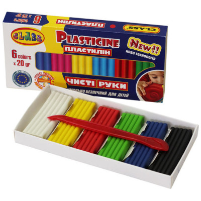 Пластилин "Чистые руки MAXI" 6цв.*20гр, ECO, 7643С, CLASS