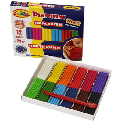 Пластилин "Чистые руки MAXI" 12цв.*20гр, ECO, 7646С, CLASS