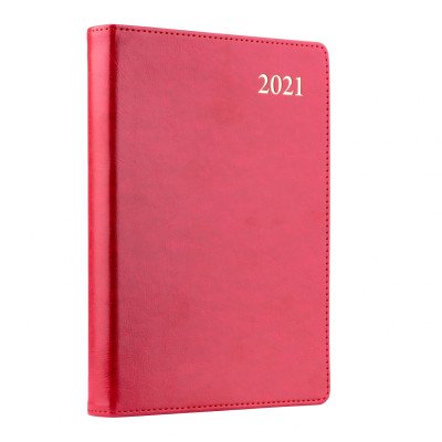 Щоденник А5 дат. Leo Planner "Aldento", 2021, інтегр., 384+2 стор., червоний
