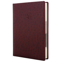 Щоденник датований, OSTRICH, бордо, кремовий блок, А5