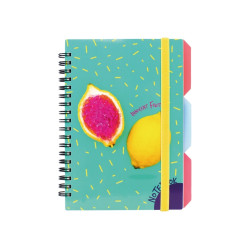 Блокнот "Lemon", B6, пластик. обл, спираль, с разд, 100 л, клетка