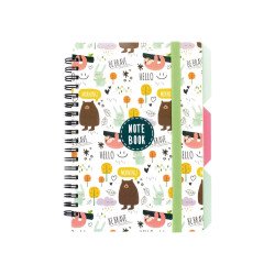 Блокнот "Bear", B6, пластик. обл. спираль, с разд, 100 л, клетка