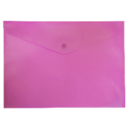 Папка-конверт А4 на кнопке, полупрозр., розовый