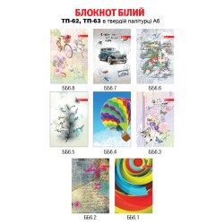Блокнот А6+,  64л тв.обл.матовая лам., блок 80г/м2, форз.серебро МИКС