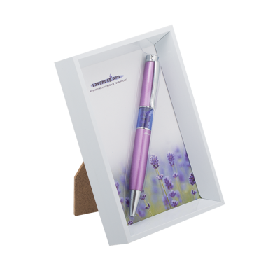 Ручка кулькова "Lavender", бузковий, в білій фоторамці