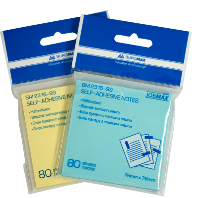Блок для заметок 76х76мм, 80л.,  JOBMAX, ассорти BM2316-99