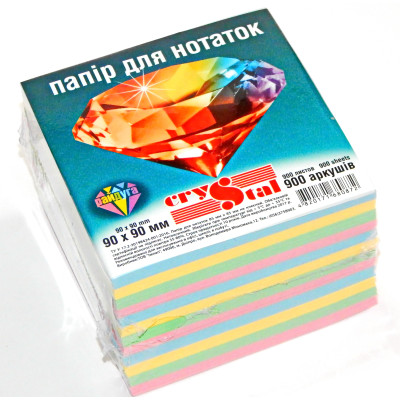 Бумага для нотаток некл. 90мм*90мм*900л., радуга (4 цвета) Кристал