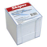 Блок паперу для нотаток 90х90 900 арк.,білий в прозор пеналі Skiper