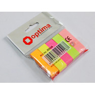 Закладки с липким слоем 15х50 мм Optima, 500 шт., бумажные, неон 5 цветов