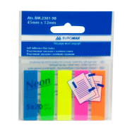 Закладки пласт. с липким слоем NEON 45x12мм, 5х20л., JOBMAX, ассорти BM2301-98