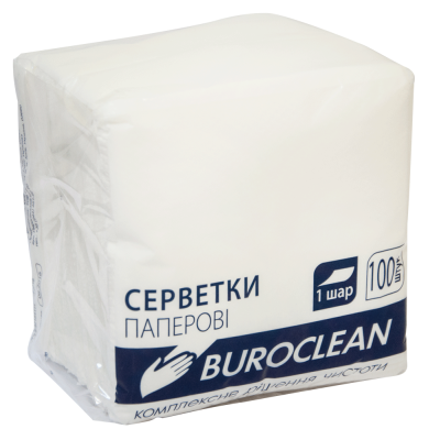 Салфетки бум., 240*240, 100шт., в п/п упак., BuroClean белый