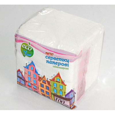 Салфетки белые "Eco Line" 1 сл, 40шт (230*235)