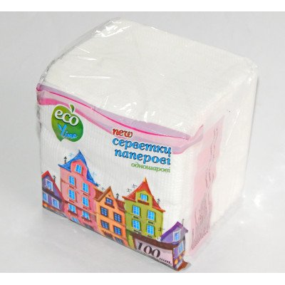 Салфетки белые "Eco Line" 1 сл, 40шт (230*235)