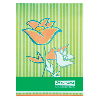 Книга канц. А4, 80 л. кл. тв. обл. "Цветы" салатовый