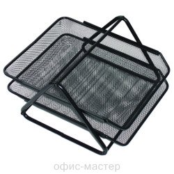 Лоток для бумаги двойной метал. горизонтальный черный