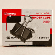Биндер 15мм, 12шт., 4749, NORMA