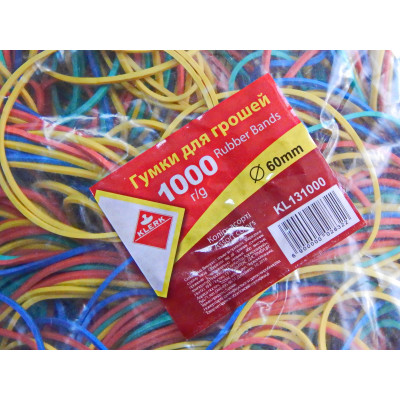 Резинки для денег  500г, d=60мм цв. ассорти арт. KL131000 KLERK