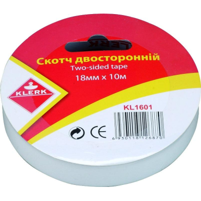 Стрічка клейка двостор. 18мм*10м арт. KL1601 KLERK