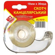 Стрічка клейка канц. 18мм*36ярд. (у дисплею), прозор. 40мкм арт. KL1610 KLERK