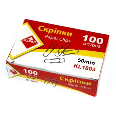 Скрепка 50мм, 100шт., круглая  арт. KL1803 KLERK