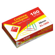 Скріпки канц. кольор. 28мм (100шт), закругл.,картон.кор.
