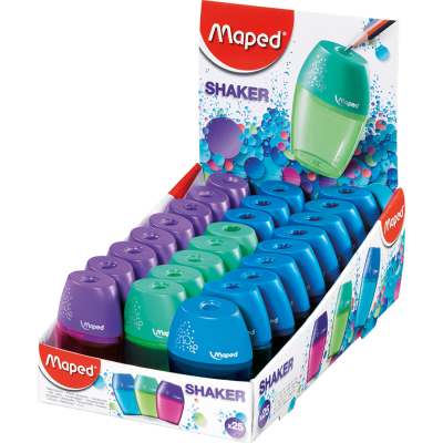 Точилка с контейнером MAPED "SHAKER", асс. (боченок)
