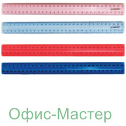 Линейка пласт.30см прозрачная, цв.в асс.,9015, NORMA