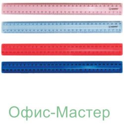 Линейка пласт.30см прозрачная, цв.в асс.,9015, NORMA