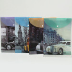 P0616-A4 Папка - конверт с кнопкой "Retro Auto" A4 18S, вертик., mix4