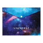 Папка-конверт А4 непрозора  на кнопці Optima "Universe", 180 мкм, асорті