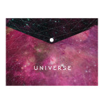 Папка-конверт А4 непрозора  на кнопці Optima "Universe", 180 мкм, асорті