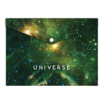 Папка-конверт А4 непрозора  на кнопці Optima "Universe", 180 мкм, асорті