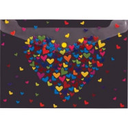 Папка-конверт на кноп. А4 Centrum 0,18мм. Hearts асорті  84554
