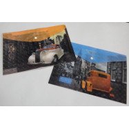 P0643-A4 Папка - конверт с кнопкой гологр. "Ретро авто" А4 18S, mix4