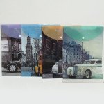 P0616-A4 Папка - конверт с кнопкой "Retro Auto" A4 18S, вертик., mix4