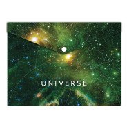 Папка-конверт А4 Optima непрозр. на кнопке "Universe", 180 мкм, ассорти