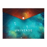 Папка-конверт А4 непрозора  на кнопці Optima "Universe", 180 мкм, асорті