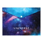 Папка-конверт А4 непрозора  на кнопці Optima "Universe", 180 мкм, асорті