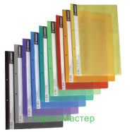 папка-скор., А4, PР, пр.верх, с перф., жёлт., глянц., 5262, NORMA