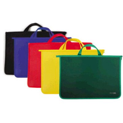 Портфель пластик. А4 на змейке, 2 отд.,черный