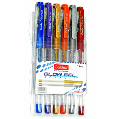 Набор гелевых ручек Goldex Glow Gel Metalic #894 Индия 1,0мм 6цв