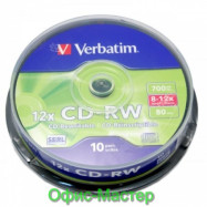 VERBATIM CD-RW 700Mb 12x Cake 10 pcs 43480