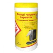 Серветки чистячі вологі для пласт.пов. (100шт у тубі) KL1010