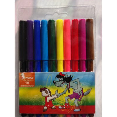 Фломастеры "Волк и Заяц",10 цв.,дл.письма - 450м, ФЛ44, УМКА